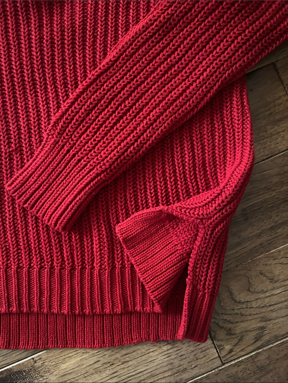 Ralph Lauren Red Cable-Knit Cotton Shawl-Collar Sweater - Picture 3 of 3